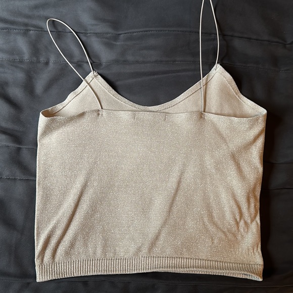 Dynamite Beige Shiny Crop Top - Picture 3 of 4